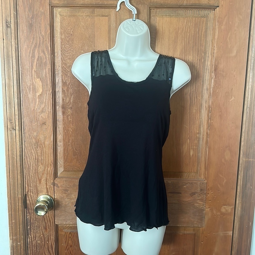 BCBG MAXAZRIA Sequined Black Tank Top Size Medium